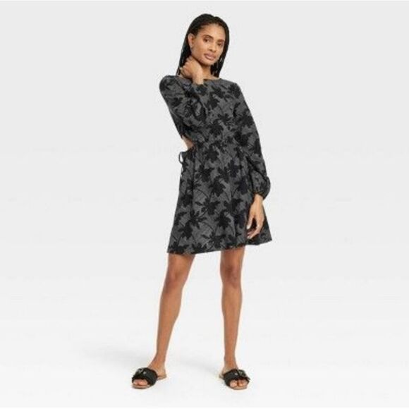 🆕👗Balloon Long Sleeve Mini A-Line Dress - Picture 2 of 4